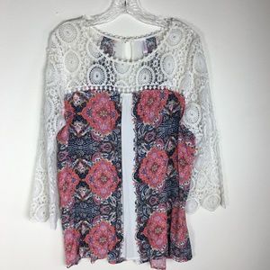 Xhilaration Boho Lace Long Sleeve Top - NEW
